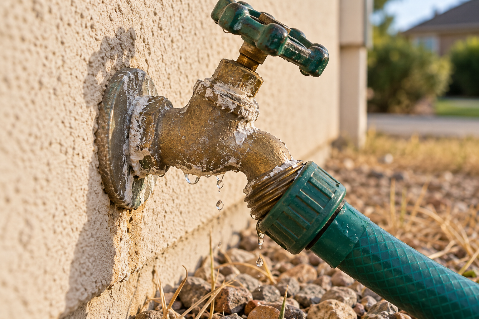 Why Your Outside Water Faucet Is Leaking—and How to Fix It Safely (San Antonio Hard Water Damage)